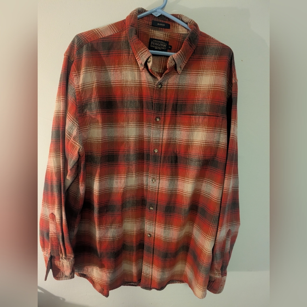 Pendleton Red and Cream Plaid Button-Down Shirt